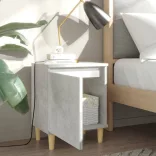 betonszürke éjjeliszekrény tömör fa lábakkal 40 x 30 x 50 cm