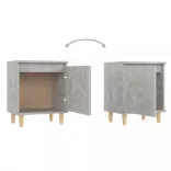 betonszürke éjjeliszekrény tömör fa lábakkal 40 x 30 x 50 cm