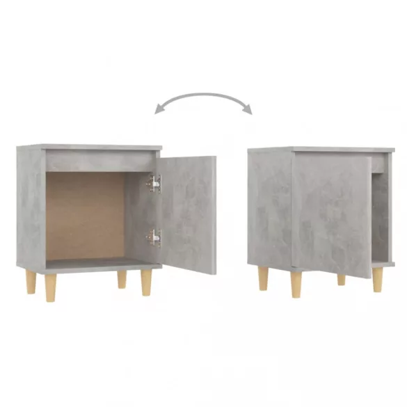 betonszürke éjjeliszekrény tömör fa lábakkal 40 x 30 x 50 cm