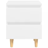 2 db fehér éjjeliszekrény tömör fenyőfa lábakkal 40x35x50 cm