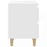 2 db fehér éjjeliszekrény tömör fenyőfa lábakkal 40x35x50 cm