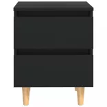 fekete éjjeliszekrény tömör fenyőfa lábakkal 40 x 35 x 50 cm