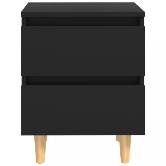 fekete éjjeliszekrény tömör fenyőfa lábakkal 40 x 35 x 50 cm