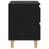 fekete éjjeliszekrény tömör fenyőfa lábakkal 40 x 35 x 50 cm