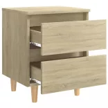 tölgyszínű éjjeliszekrény tömör fenyőfa lábakkal 40x35x50 cm