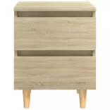 2 db tölgyszínű éjjeliszekrény tömör fenyő lábakkal 40x35x50 cm