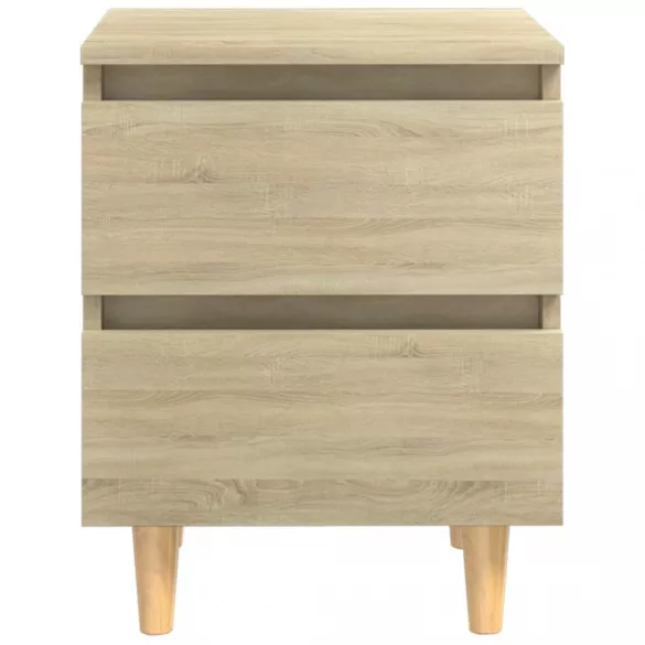 2 db tölgyszínű éjjeliszekrény tömör fenyő lábakkal 40x35x50 cm