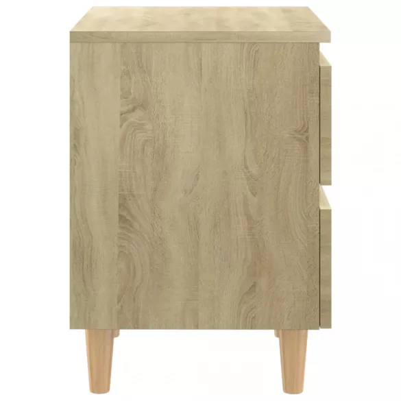2 db tölgyszínű éjjeliszekrény tömör fenyő lábakkal 40x35x50 cm