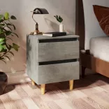 betonszürke éjjeliszekrény tömör fenyőfa lábakkal 40x35x50 cm