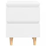 2 db magasfényű fehér éjjeliszekrény fenyő lábbakkal 40x35x50cm