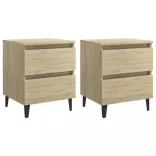 2 db sonoma tölgy színű szerelt fa éjjeliszekrény 40x35x50 cm