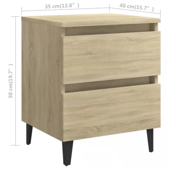 2 db sonoma tölgy színű szerelt fa éjjeliszekrény 40x35x50 cm
