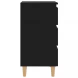 fekete éjjeliszekrény tömör fa lábakkal 40 x 35 x 69 cm