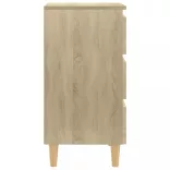 tölgyszínű éjjeliszekrény tömör fa lábakkal 40 x 35 x 69 cm