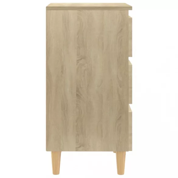 tölgyszínű éjjeliszekrény tömör fa lábakkal 40 x 35 x 69 cm