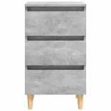 betonszürke éjjeliszekrény tömör fa lábakkal 40 x 35 x 69 cm