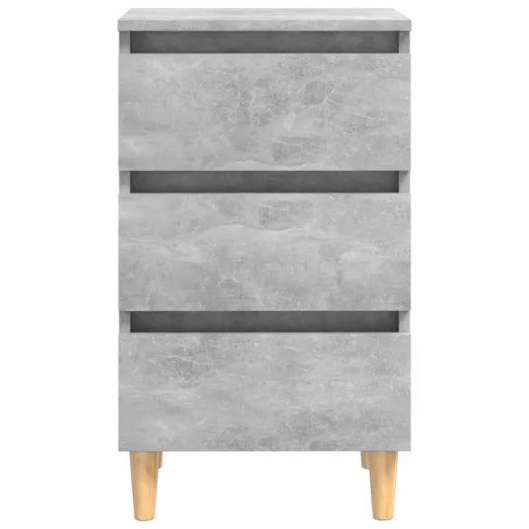 betonszürke éjjeliszekrény tömör fa lábakkal 40 x 35 x 69 cm