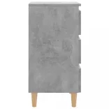 betonszürke éjjeliszekrény tömör fa lábakkal 40 x 35 x 69 cm