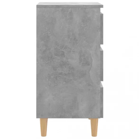 betonszürke éjjeliszekrény tömör fa lábakkal 40 x 35 x 69 cm