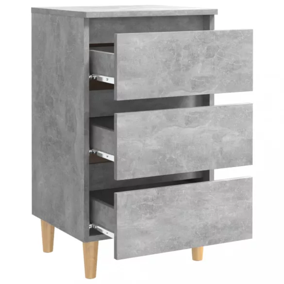 betonszürke éjjeliszekrény tömör fa lábakkal 40 x 35 x 69 cm