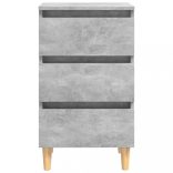 2 db betonszürke éjjeliszekrény tömör fa lábakkal 40x35x69 cm