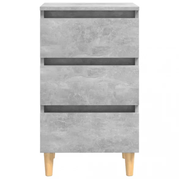 2 db betonszürke éjjeliszekrény tömör fa lábakkal 40x35x69 cm