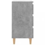 2 db betonszürke éjjeliszekrény tömör fa lábakkal 40x35x69 cm