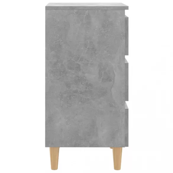 2 db betonszürke éjjeliszekrény tömör fa lábakkal 40x35x69 cm