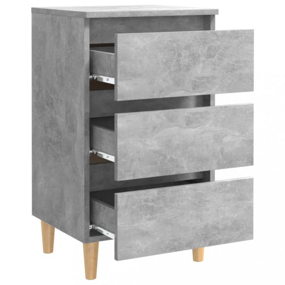 2 db betonszürke éjjeliszekrény tömör fa lábakkal 40x35x69 cm