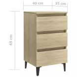 sonoma tölgy színű éjjeliszekrény fémlábakkal 40 x 35 x 69 cm