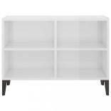 magasfényű fehér TV-szekrény fémlábakkal 69,5 x 30 x 50 cm