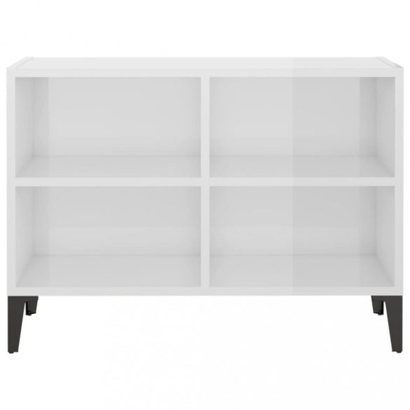 magasfényű fehér TV-szekrény fémlábakkal 69,5 x 30 x 50 cm