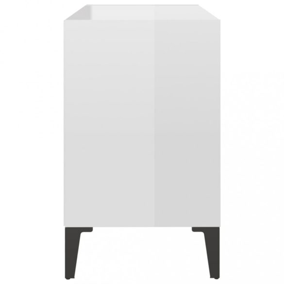 magasfényű fehér TV-szekrény fémlábakkal 69,5 x 30 x 50 cm