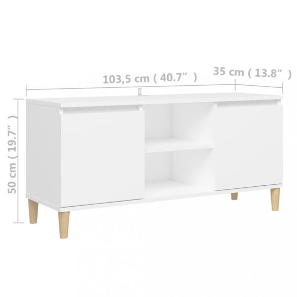 fehér TV-szekrény tömör falábakkal 103,5 x 35 x 50 cm