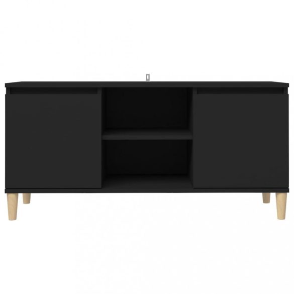 fekete TV-szekrény tömör falábakkal 103,5 x 35 x 50 cm