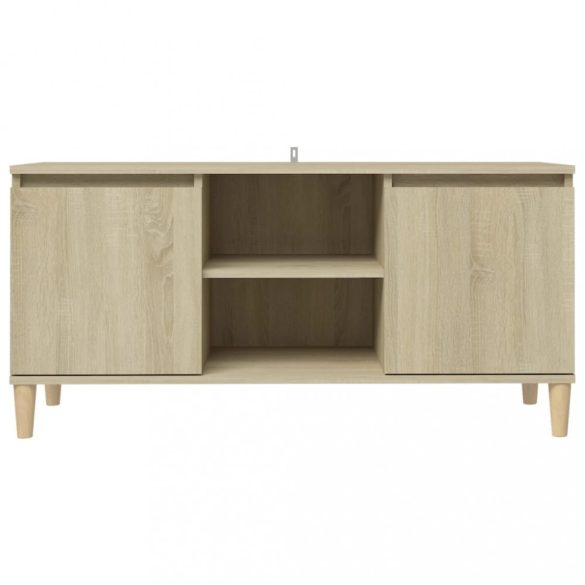 sonoma tölgy színű TV-szekrény tömör fa lábakkal 103,5x35x50 cm