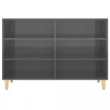 magasfényű szürke szerelt fa tálalószekrény 103,5 x 35 x 70 cm