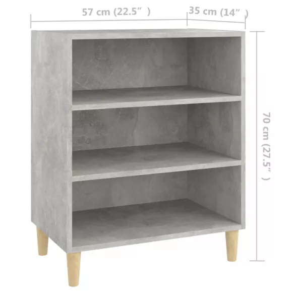 betonszürke szerelt fa tálalószekrény 57 x 35 x 70 cm