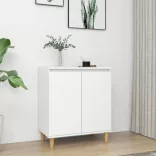 fehér szerelt fa tálalószekrény tömör falábakkal 60x35x70 cm