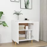 fehér szerelt fa tálalószekrény tömör falábakkal 60x35x70 cm