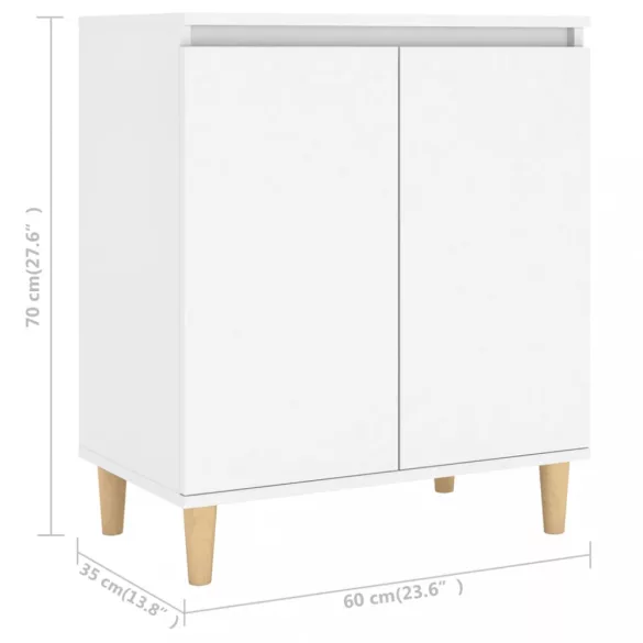 fehér szerelt fa tálalószekrény tömör falábakkal 60x35x70 cm