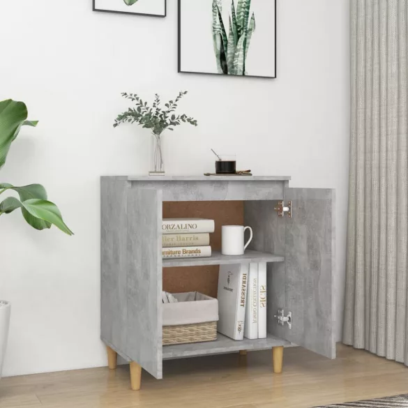 betonszürke szerelt fa tálalószekrény falábakkal 60x35x70 cm