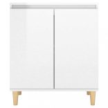 magasfényű fehér tálalószekrény tömör falábakkal 60x35x70 cm