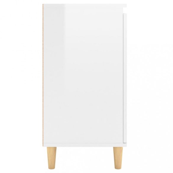 magasfényű fehér tálalószekrény tömör falábakkal 60x35x70 cm