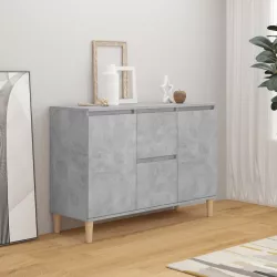 betonszürke szerelt fa tálalószekrény 101 x 35 x 70 cm