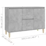 betonszürke szerelt fa tálalószekrény 101 x 35 x 70 cm
