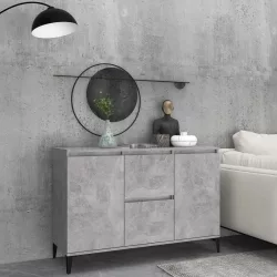 betonszürke szerelt fa tálalószekrény 102 x 35 x 70 cm