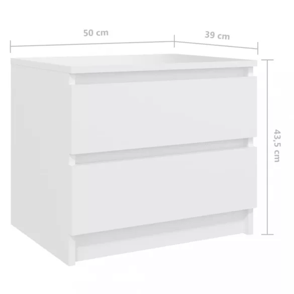 fehér szerelt fa éjjeliszekrény 50 x 39 x 43,5 cm