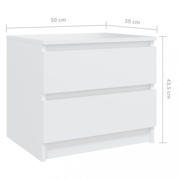2 db fehér szerelt fa éjjeliszekrény 50 x 39 x 43,5 cm