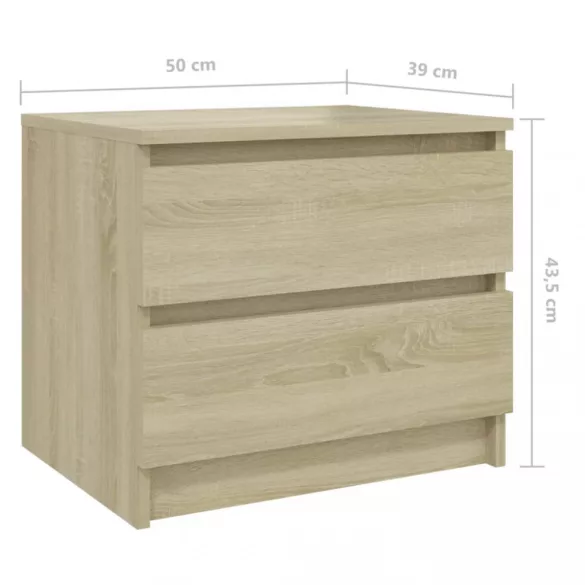 2 db sonoma tölgy színű szerelt fa éjjeliszekrény 50x39x43,5 cm
